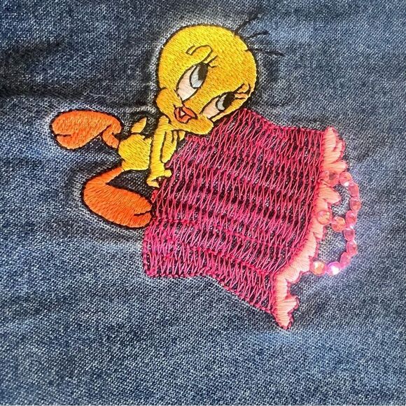 Vintage Y2K Warner Brothers Tweety Bird Denim Shirt.  Size XXL. Excellent Cond! - Picture 8 of 13